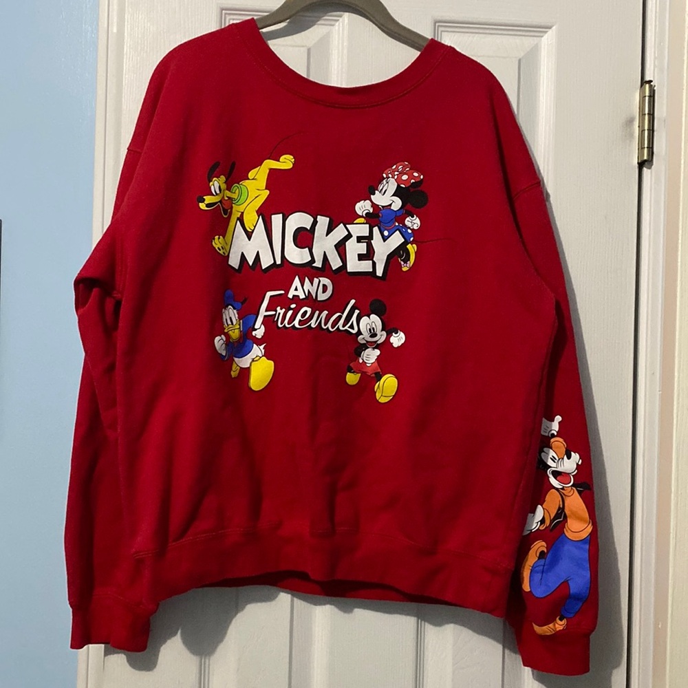 Disney Mickey and Friends red pullover sweatshirt size: Large (11-13)